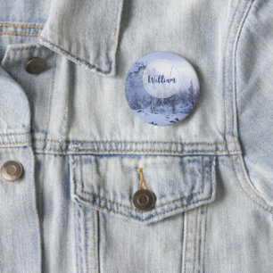 Winter Wunderland Nebel Fichtenwald Schneemonogram Button