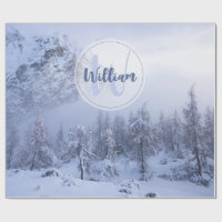 Winter Wunderland Nebel Fichtenwald Schneemonogram