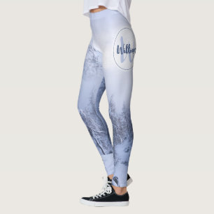 Winter Wunderland Nebel Fichtenwald Schneemonogram Leggings