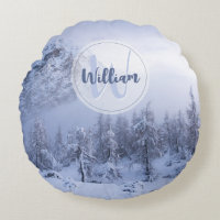 Winter Wunderland Nebel Fichtenwald Schneemonogram