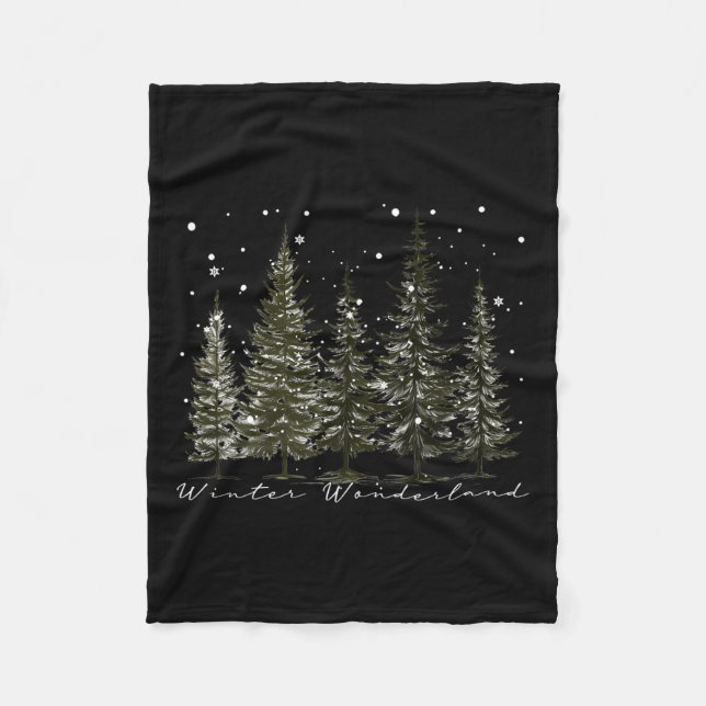 Winter Wunderland Pine Tree Natur Wandern Fleecedecke (Vorderseite)