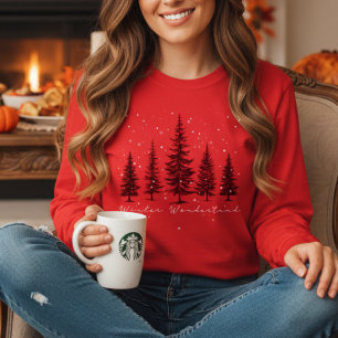 Winter Wunderland Pine Trees Schneeflocken Weihnac T-Shirt