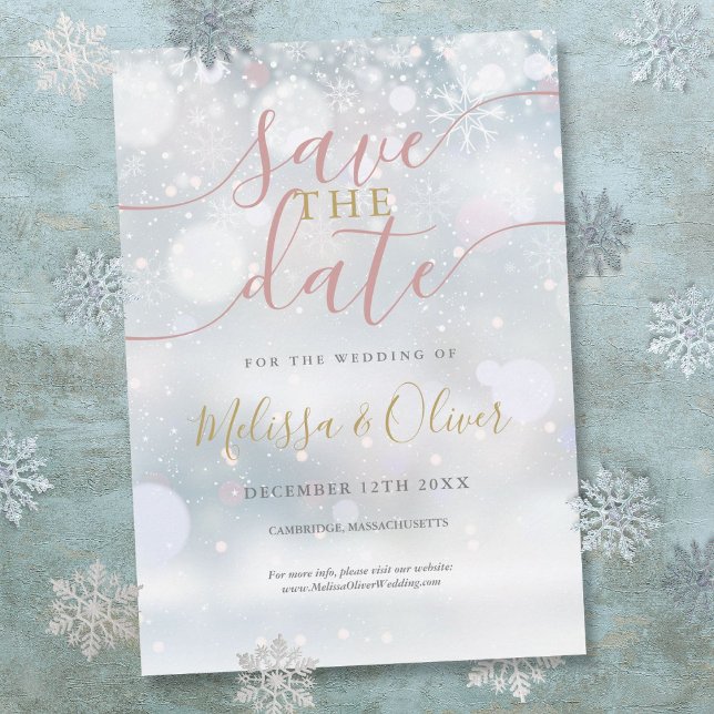 Winter Wunderland Rosa und Gold Save The Date (Winter Wonderland Pink And Gold Save The Date)