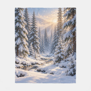 Winter-Wunderland-Schneewald Fleecedecke
