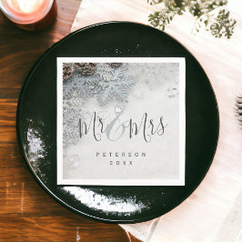 Winter Wunderland Silberschnee Foto Mr & Mrs. Serviette