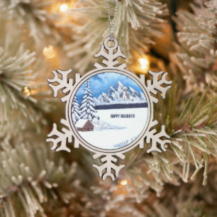 Winter-Wunderlandschaft Schneeflocken Zinn-Ornament