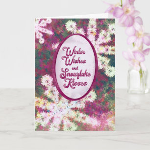 Winter-Wünsche und Schneeflocken-Küsse  Karte