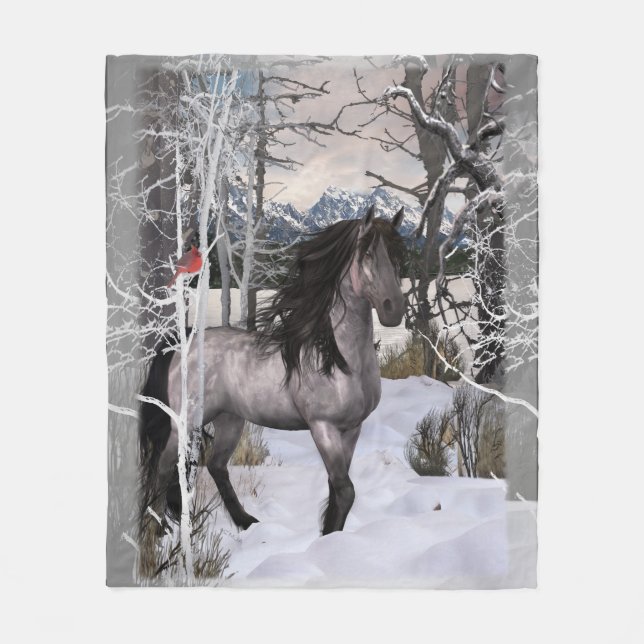 Winter wünscht Pferd 2024 Fleecedecke (Vorderseite)
