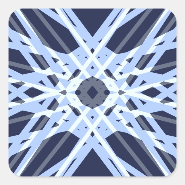 Winter Xmas Blue Gray Retro Geometrisches Muster Quadratischer Aufkleber (Vorderseite)
