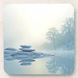 Winter Zen: Foggy Lake Balance Getränkeuntersetzer