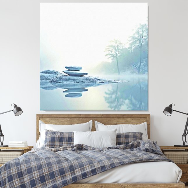 Winter Zen: Foggy Lake Balance Leinwanddruck (Insitu (Schlafzimmer))