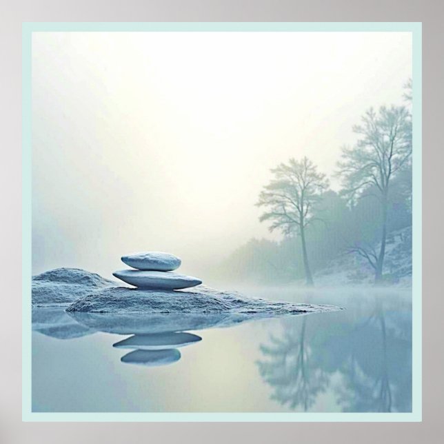 Winter Zen: Foggy Lake Balance Poster (Vorne)