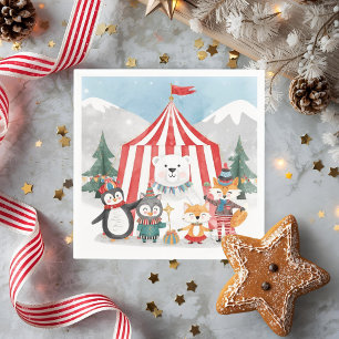 Winter-Zirkus-Tier-Geburtstagsschild Süße Waldti Serviette