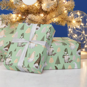 Winter-Zwerge grünes Geschenkpapier