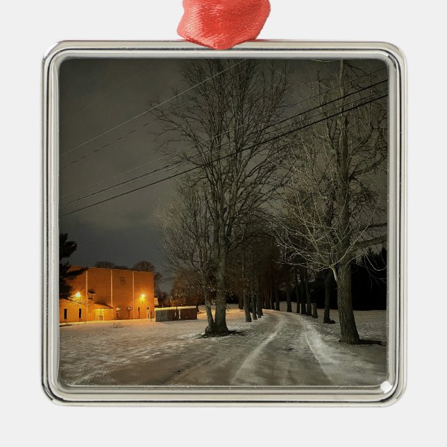 Winterabend Foto Ornament Aus Metall (Vorne)