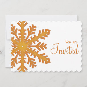 Winterabend Orange Snowflake Party Einladung 1