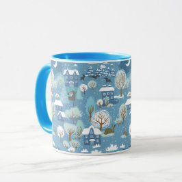 Winterabend Vintage Dorfmitte Tasse
