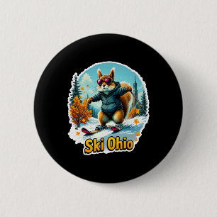 Winterabenteuer in Ohio Skifahren Eichhörnchen Button