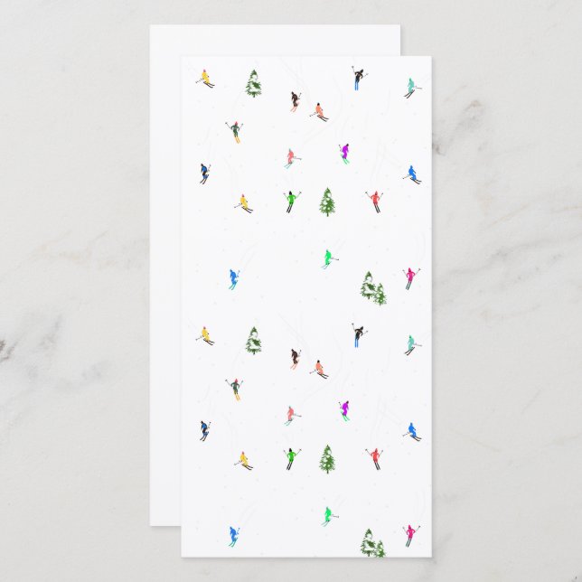 Winteralpine Skifahrer Skispass Feiertagskarte (Vorne/Hinten)