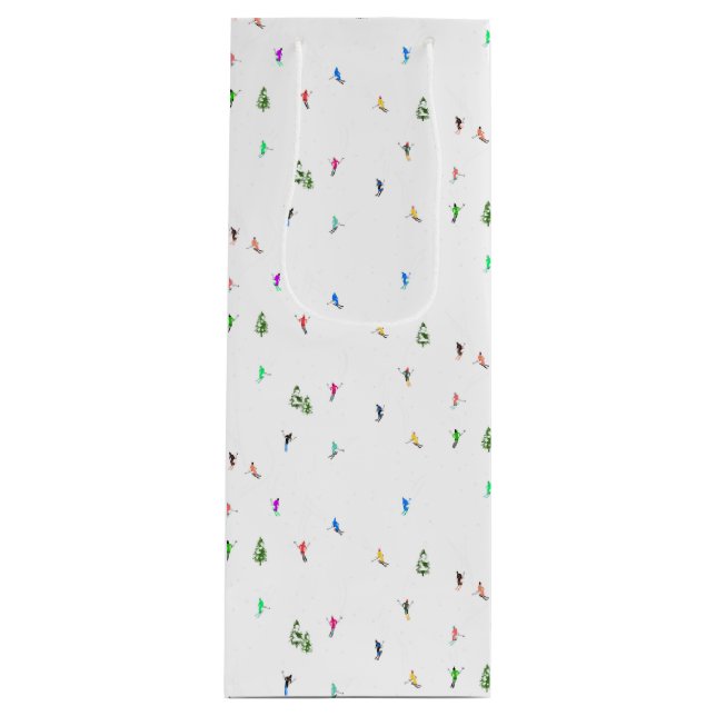 Winteralpine Skifahrer Skispass Geschenktüte Für Weinflaschen (Vorderseite)