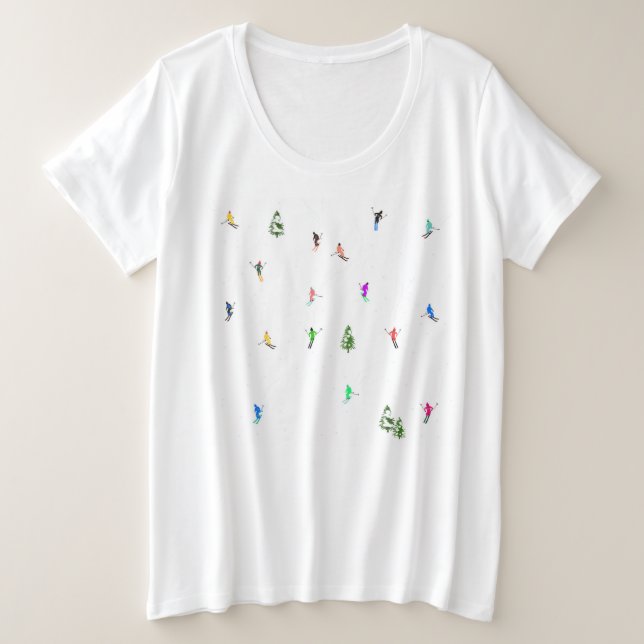 Winteralpine Skifahrer Skispass Große Größe T-Shirt (Design vorne)