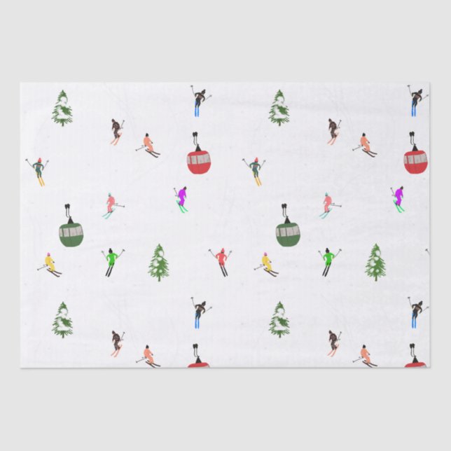 Winteralpine Skifahrer Skispass Seidenpapier (Vorderseite)