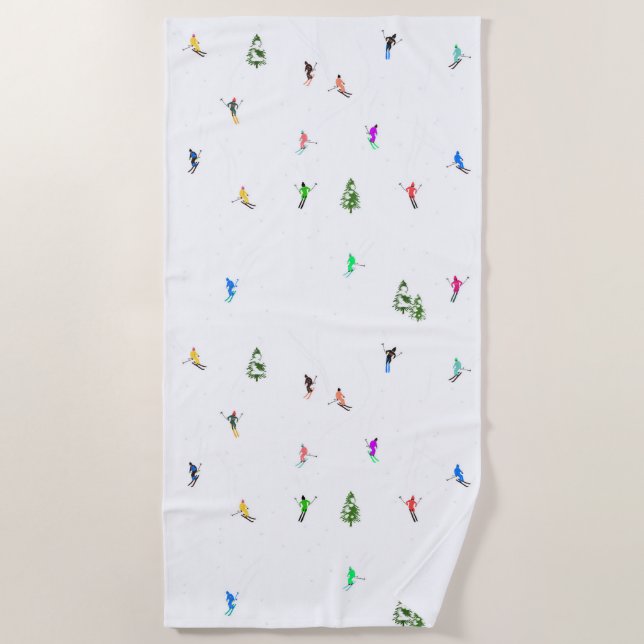 Winteralpine Skifahrer Skispass Strandtuch (Vorderseite)