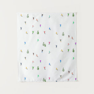 Winteralpine Skifahrer Skispass Wandteppich