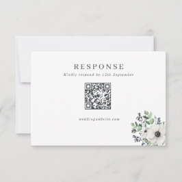 Winteranemonen HochzeitQR-Code RSVP Karte