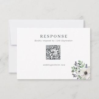 Winteranemonen HochzeitQR-Code RSVP Karte