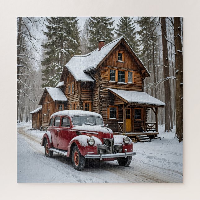 Winterantikes Autopräzzel Puzzle (Vertikal)