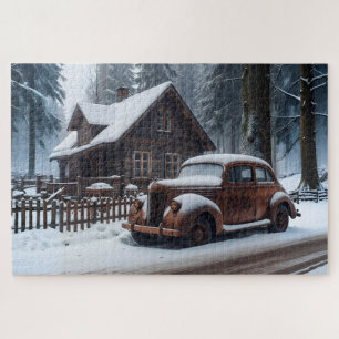 Winterantikes Autopräzzel Puzzle