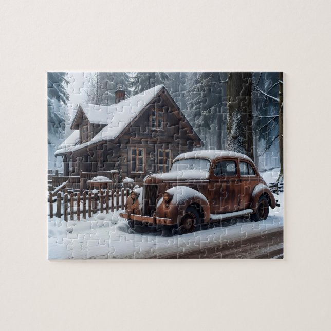 Winterantikes Autopräzzel Puzzle (Horizontal)