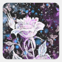 Winteraufkleber für Rose und Schmetterlinge