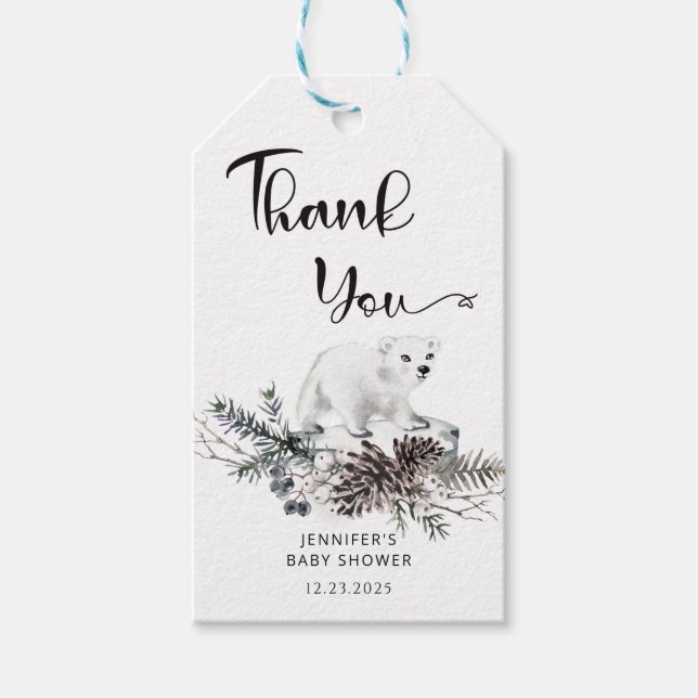 Winterbaby-Dusche Danke Geschenkanhänger (Vorderseite)