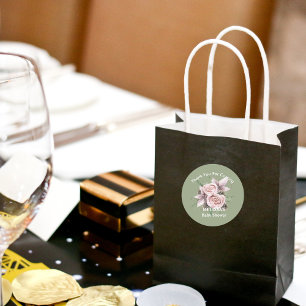 Winterbaby in blühenden rosa, blumengrün runder aufkleber