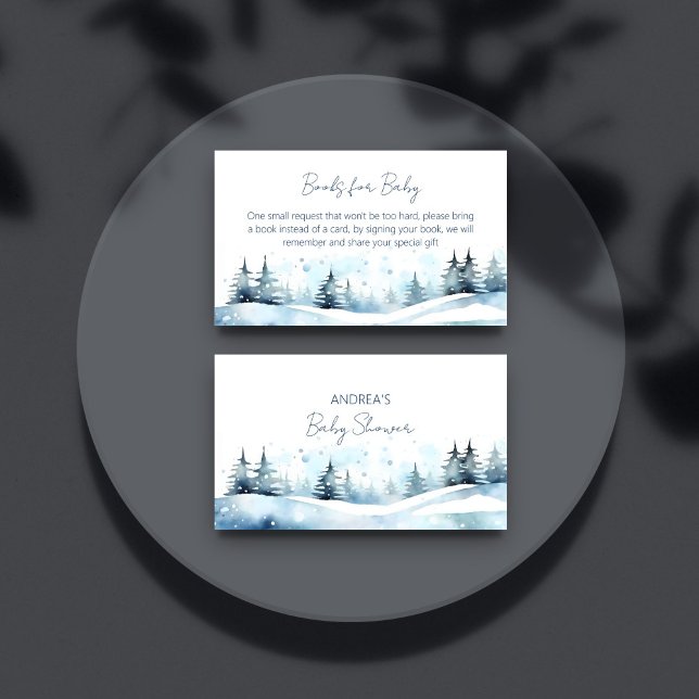 Winterbabybücher für Kinder Begleitkarte (Winter baby shower books for baby enclosure card snowy pines arctic winter books request card)