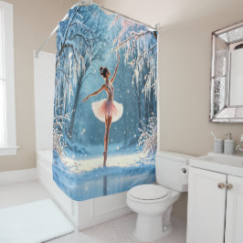 Winterballetanz Eistanz Blick auf den Wald Duschvorhang