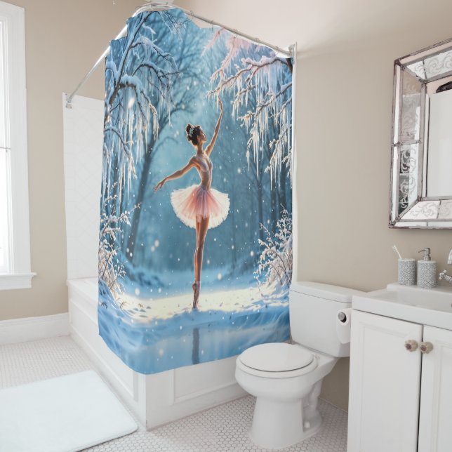 Winterballetanz Eistanz Blick auf den Wald Duschvorhang (Beispiel)