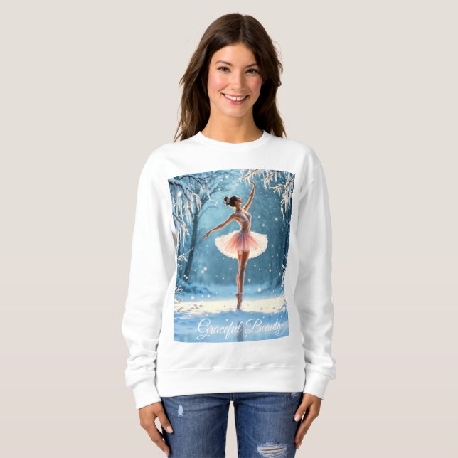 Winterballetanz Eistanz Blick auf den Wald Sweatshirt (Vorne ganz)