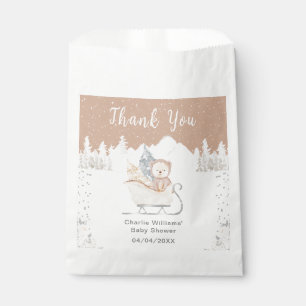 Winterbär Braun Schlitten Baby Shower Danke Geschenktütchen