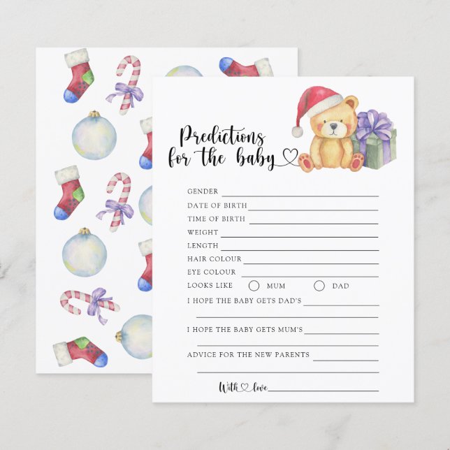 Winterbär - Kindervorhersagen und Ratschläge (Vorne/Hinten)