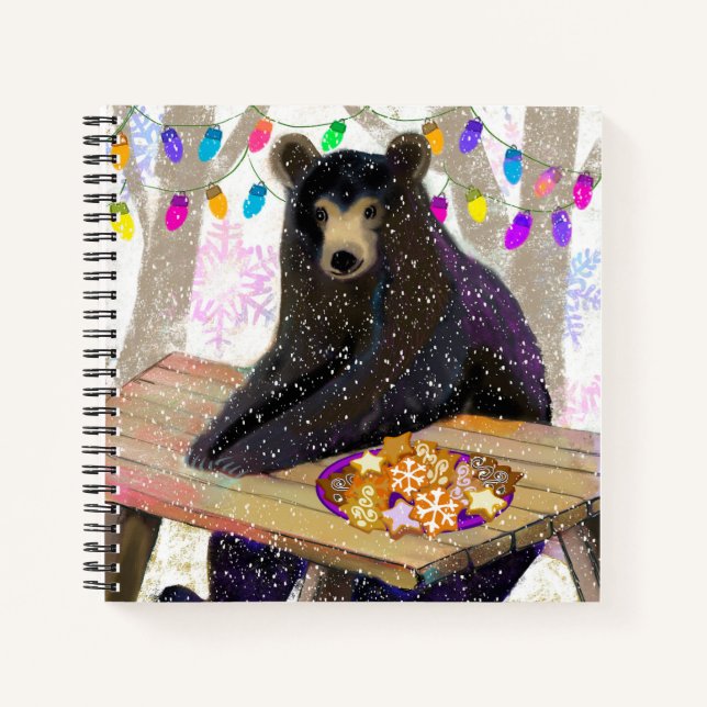 Winterbär mit Cookies Sketch Book Notizbuch (Vorderseite)