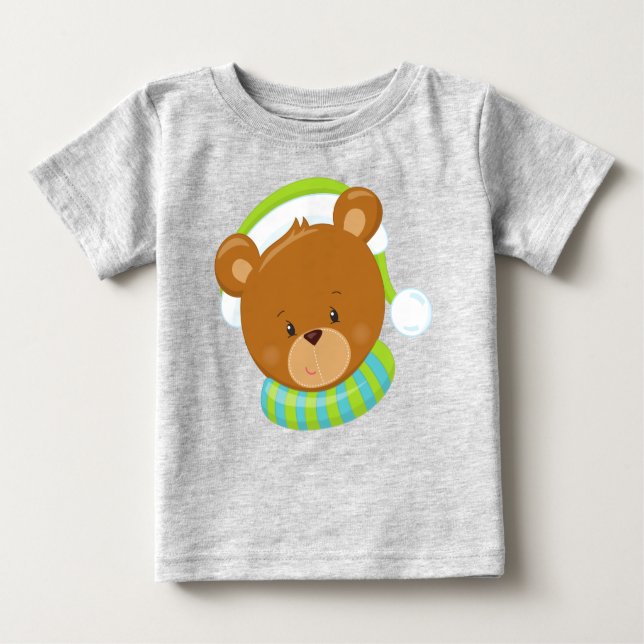 Winterbär, Niedlicher Bär, brauner Bär, Bär mit Hu Baby T-shirt (Vorderseite)