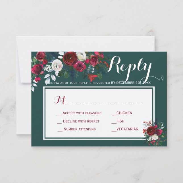 Winterbäuche Wahl für Hochzeitsmahlzeiten UAWG RSVP Karte (Vorderseite)