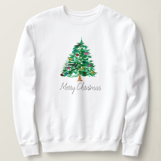 Winterbaum Frohe Weihnachten Moderne Schrift Niedl Sweatshirt (Design vorne)