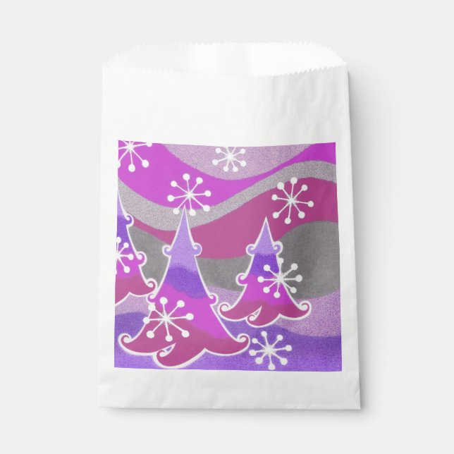 Winterbaum Lila Gefälligkeitstasche Geschenktütchen (Vorderseite)