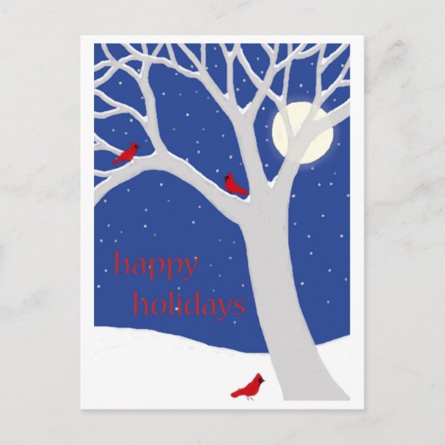 Winterbaum mit Kardinälen Postkarte (Vorderseite)