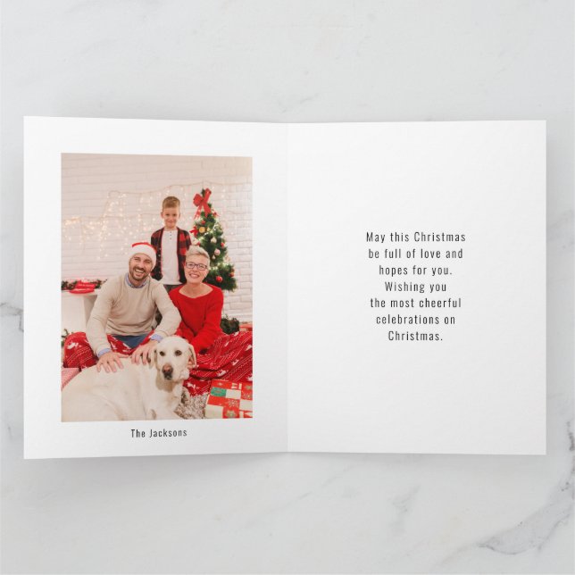 Winterbaum mit Roten Vögeln Minimalistische Weihna Karte (Innenseite)