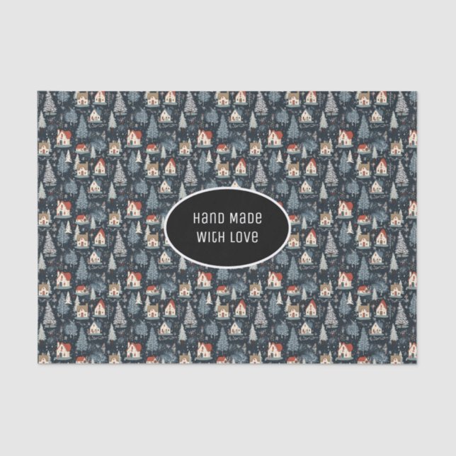 Winterbaum Muster Weihnachts Vintage Marine Seidenpapier (Vorderseite)